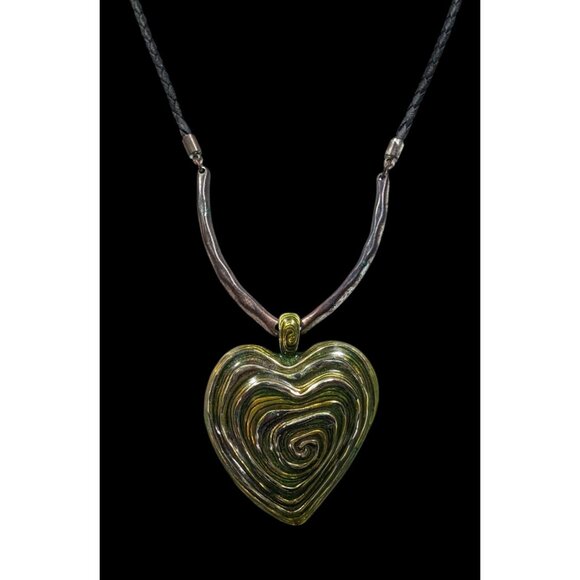 Brutalist Abstract Heart Swirl Pendant Necklace - Picture 7 of 12